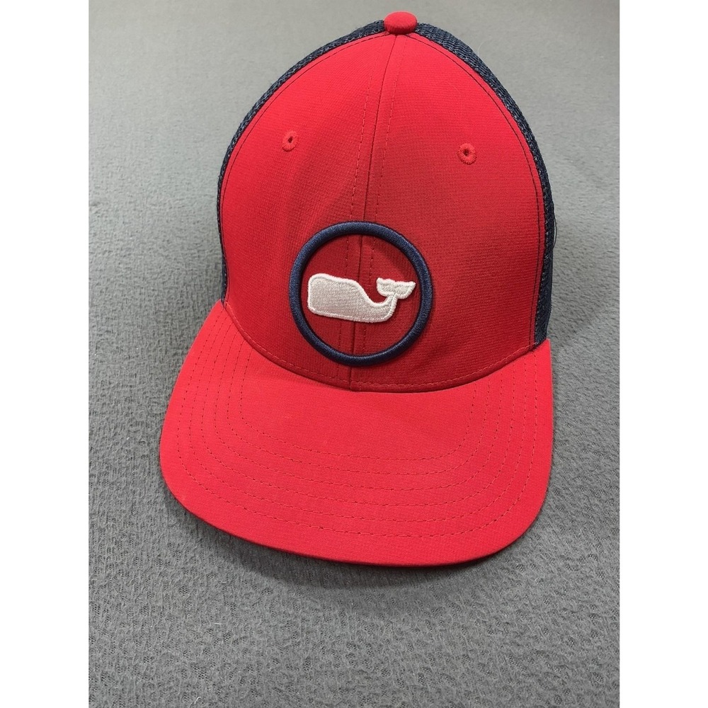 Vineyard Vines Hat Cap Snap Back Red Blue Trucker Mesh Whale Logo Mens